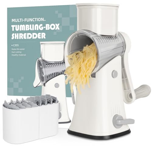 X Home 5‑in‑1 Rotary Cheese Grater for Kitchen, White