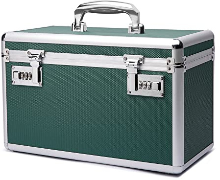 HEWEI WORKS Scatola Medicinali a Prova di Bambino con Serratura a Combinazione, Cassetta Kit Pronto Soccorso Vuota, Scatola Multiuso, Incluso in un Piccolo Portapillole Portatile (Green)