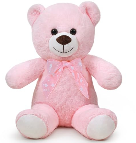 SNOWOLF Teddybär Plüsch Kuschelbär Plüschbär mit Knopfaugen Weiches Nette Bär Puppe Tier Spielzeug Geschenk für Kinder Jungen Mädchen am Geburtstag Weihnachten Valentinstag（60m, Rosa）