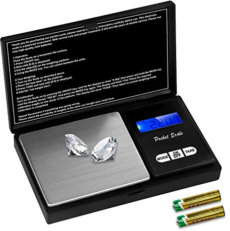 Feinwaage 500g/0.01g Grammwaage Goldwaage Taschenwaage Präzisionswaage Digitalwaage 0.01g mit LCD-Anzeige und Tara-Funktion 7 Einheiten Milligramm Waage (Einschließlich 2 Batterien)