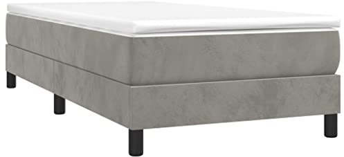 vidaXL Bettgestell, Polsterbett Bett für Schlafzimmer, Bettrahmen mit Lattenrost Stützbeinen, Schlafzimmerbett Einzelbett, Hellgrau 90x200cm Samt