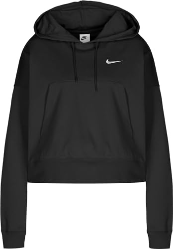 Nike Femme Nsw Jrsy Os Po Hoodie Sweatshirt, Black/White, L EU