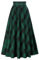 Viktorianische Kariert Rock Damen Vintage High Waist mit Kordelzug Lange Röcke Schwarz Grün Plaid M