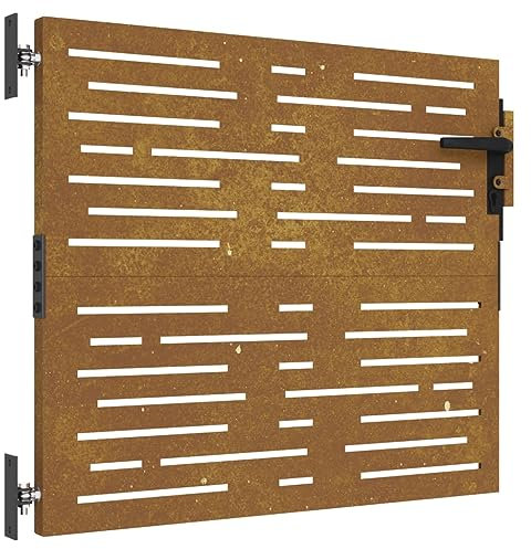 vidaXL Puerta de jardín acero corten diseño cuadrado 85x100 cm, puerta de metal, puerta delantera de jardín, puerta de jardín con cerradura