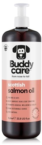 Buddycare Scottish Salmon Oil for Dogs and Cats (1L) 100% Natural & Sustainable Supplement | Rich in Omega 3, 6 & 9 for Boosting the Health & Vitality of your Pet’s Skin, Coat & Immune System