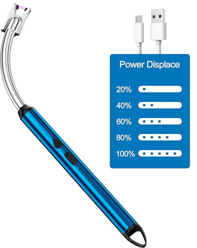 Newaner Encendedor Electrico, Encendedor Cocina Arco Eléctricos, Mechero Electrico USB Recargable Largo Antiviento 360 Flexible Mecheros ara Cocina de Gas Velas Aromáticas Chimenea Barbacoa(Azul)