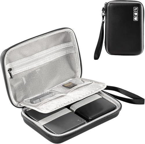 ProCase Harteschale Hülle für Canvio Basics Western Digital WD Elements My Passport Seagate Portable Backup Plus Slim 1/2/3/4TB USB 2.5, Tragbare Externe Festplattenetui für 2 Festplatten -Schwarz