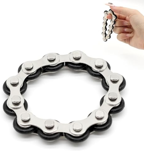 Ryvera Fidget Chain Toys Anti Stress, Jouet de Chaîne à Rouleaux, Jeu de Chaîne Flippy, Jeu de Chaîne de Vélo, Jouets de Chaîne de Doigt, Cadeau pour Anxiété ADD TDAH Enfants Adultes Anti Stress Jouet