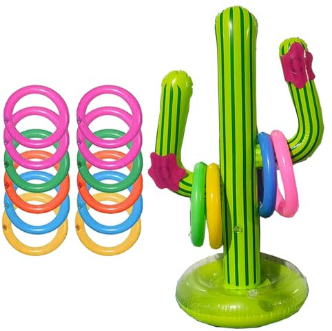 UILYNIU 13 Stücke Aufblasbare Kaktus Ring Wurfspiel,Aufblasbares Kaktus Ring Wurf Spiel Set,Ringwurfspiel Aufblasbare,für Fiesta Party Sommer Schwimmbad Spiel,Wasserspaß Schwimmbad Spiel (13 pcs)