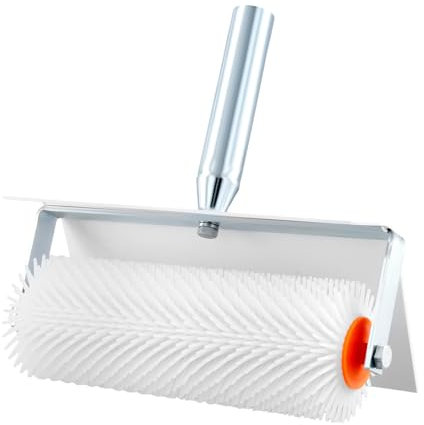 QWORK® Rodillo de ventilación de 25 cm con protección contra salpicaduras, longitud de púas de 21 mm, para eliminar burbujas y para superficies lisas