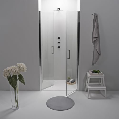 Porta Doccia Saloon 100 x 195 cm - Vetro Temperato 6 mm Trasparente, Profilo Cromato, Apertura Interna/Esterna, Chiusura Magnetica e Sistema Antigoccia - Facile da Pulire