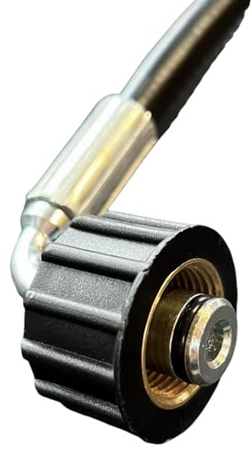 Adaptador de manguera de 90°, ángulo M22 x 1,5, para limpiadores de alta presión Karcher, entre otros, acoplamiento interior y exterior, hasta 160 bar y 40 °C, para agua caliente y fría, longitud 30