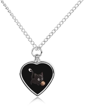 KWQDOZF Collier pour cendres d'animaux de compagnie avec pendentif en forme de cœur et boule de poils, mini étui pour bijoux de crémation pour chien et chat