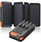 Blivein Power Bank Cargador Solar - 25000mAh Bateria Externa Inalámbrico con 3 Cables Integrados - USB C Bateria Portatil con 4 Paneles Solares - 20W Carga Rápida Powerbank con Linterna