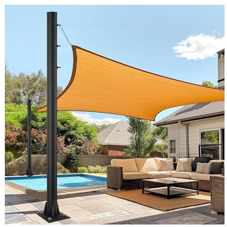 2 juegos de 2 postes de vela de acero inoxidable resistente al viento, fácil de conectar, base gruesa para uso al aire libre, jardín, patio, piscina, color negro
