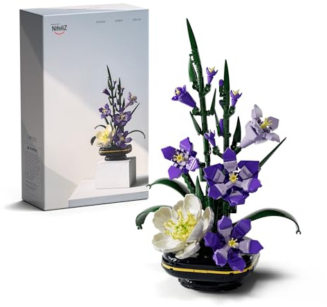 Nifeliz Gladiolus Flower Building Set, Botanical Flower for Adults, Home and Office Table Décor, Nature-Inspired Gift for Plant Lovers (478 PCS, NF10332)