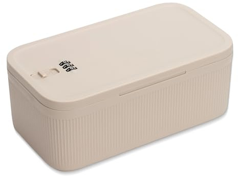 LUPATDY Liten Låsbar Box, Förvaringslåda med Tallås, Bärbar Säkerhetslåda för Mediciner, Mobiltelefon, Snacks, Mini-Säkerhetsskåp för Kylskåp, Kontor & Resor, 23.5 * 12.8 * 9.2 CM, Vit