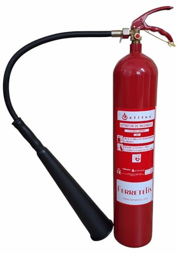Ferretelix® Extintor CO2 5 Kg con Soporte y Cartel Fotoluminiscente – Alta Eficacia Sin Residuos – Certificado según Directiva 2014/68/EU