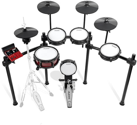 Alesis Nitro Ultimate Electric Drum Set with Dual Zone Quiet Mesh Pads, Movable Hi-Hat, 640 Authentic BFD Sounds and 52 Kits, Bluetooth, Drumeo, USB MIDI, Double Kick Compatible