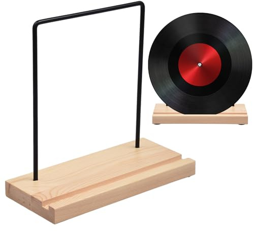 Skivhållare, metallhylla, trä, 20 cm, LP vinylförvaring