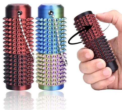 ATOMUS 2PCS Pain Fidget , Pain Stim Fidget for Adults 3D Printed Spiky Grippie Stim Keychain, Sensory for Stress Relief & Focus, Office Workers Novelty Gifts for Men