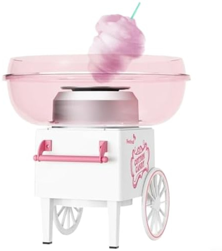 Máquina de algodón de azúcar y polipropileno de calentamiento rápido para fiestas, fácil limpieza, color rosa