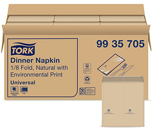 Tork Natural Dinner Napkin, 1/8 Fold 2-ply, 15 x 16.3, 24 x 126 napkins, 9935705