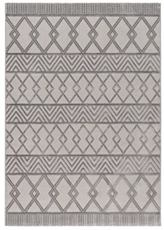 Mynes Home - Webteppich Kurzflor Grau Wohnzimmer Teppiche einfarbig - Nordisch Vintage Skandinavisches Muster - Größe Läufer: 80x150 cm