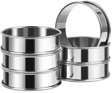 ARRITZ 3.15inch English Muffin Rings, 6pcs Double Rolled Stainless Steel Rings Molds for Cooking English Muffin Cake Moulds Cake Rings