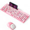 Bluetooth Keyboard and Mouse Wireless,Multi-Device Rechargeable Keyboard and Mouse Combo with Phone Holder (Bluetooth 5.0+3.0+2.4GHz) Quiet Ergonomic Compatible with Mac/Windows/iOS/Android (Pink)