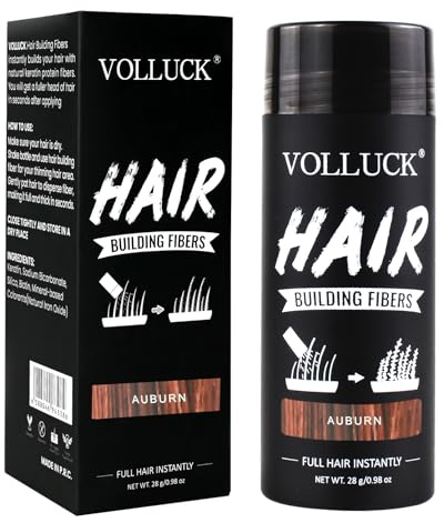 VOLLUCK Streuhaar, Langanhaltend Haarpuder Frauen Männer, Natürlich Haarverdichtung Ansatzpuder Haarprodukte fur Haarausfall 28 g (auburn)