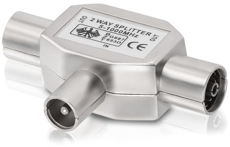 BINGFU TV Antennenverteiler 2Fach, Antennenkabel Verteiler, 2 Wege 1x IEC Koax Stecker auf 2x Koax Kupplung T-Kupplung Koax-Adapter Splitter für DVB-T/BK Analoges und digitales Kabelfernsehen