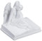Relaxdays Statuetta Angelo Custode Seduto, Statua Commemorativa Resistente al Gelo, per Giardino, Poliresina, Bianco, 15 x 17,5 x 15,5 cm