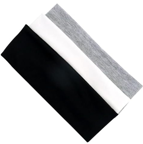 3 Stück Stirnband Damen,Haarband,Haarbänder Yoga,Haarbänder Stirnband,Schwarz Headband,Baumwolle Headbands Sport Stirnbänder,Yoga Breites Dünn Elastische,Wide Hair Bands für Sport Laufen Exercise Gym