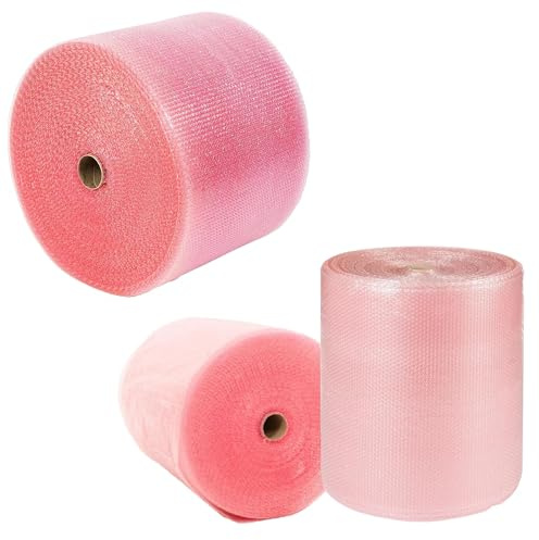 500mm Wide Pink Anti Static Bubble Wrap Rolls For Picking Packing Storage & Electrical Equipment (500mm x 25m)