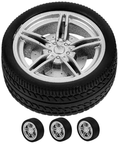 KONTONTY Ruote Giocattolo in Gomma Set 4 Pezzi per Modelli Rc Auto da Corsa E Ricambi Fai da Te per Bambini