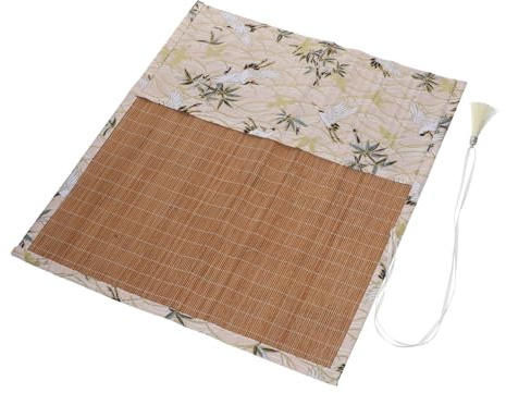 Angoily Trousse à Stylos Rouleau Blanche en Tissu, Portable et Légère