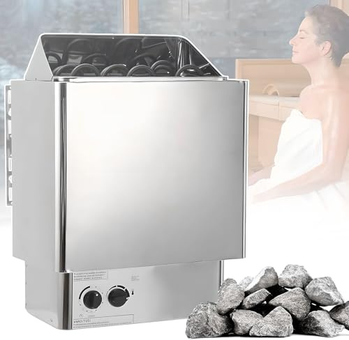 Electric Sauna Heater, Stainless Steel Sauna Stove with Timer & Temperature Control, Wet and Dry Bath Sauna Oven for Home, Hotel, Spa, Shower