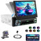 Roinvou Autoradio 1Din mit Ausfahrbarem Bildschirm,7Zoll Manuell Einziehbarer Display 1 Din Radio mit Bluetooth Freisprecheinrichtung FM EQ Type-C 2USB AUX Mirror Link SWC Rückfahrkamera