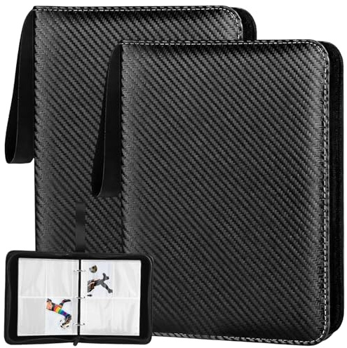TAICHEUT 2 carpetas de tarjetas de intercambio de 4 bolsillos, 480 bolsillos, fundas de carga lateral, carpetas resistentes para tarjetas de béisbol y fútbol