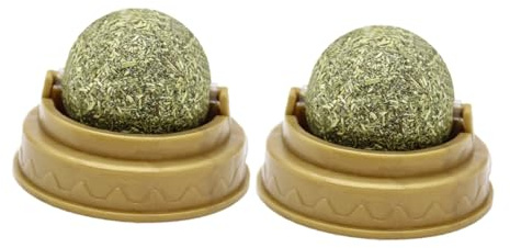 SUPVOX 2Pcs Edible Catnip Ball for Cats Rotatable Sweet Taste Dental Care Licking Treats Digestion Safe Cat Chew Snack for Oral Health and Playful Energy