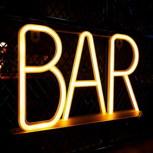 TNSLAND LED bokstäver bar skylt, varm vit ljusskylt med USB och batteridrift, LED-skylt neonljus ljusskyltar väggdekoration, neonskylt för bardekoration, festkällarutrustning, bardisk