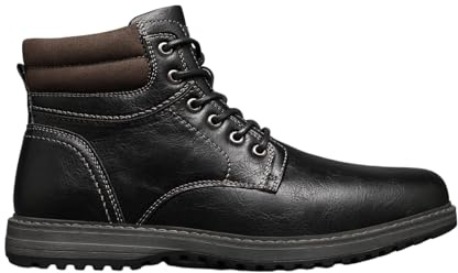 NovaNest Men’s Waterproof Faux Leather Ankle Boots – Casual Outdoor Hiking Work Boots with Non-Slip Rubber Sole, Cushioned Collar & Durable Stitching – Comfortable Everyday