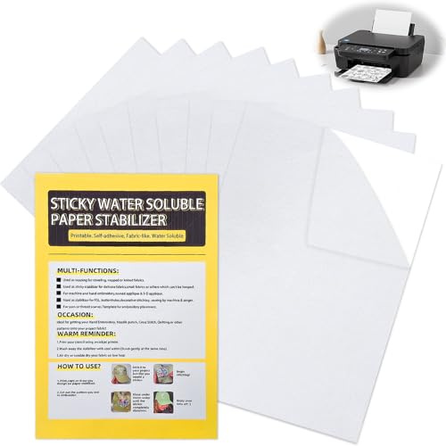 10PCS Water Soluble Embroidery Paper,A4 Dissolvable Embroidery Paper
