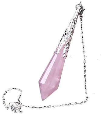 ZIIVIEVS Natural Amethyst Powder Crystal Single Pointed Hexagonal Column Spiritual Pendulum & Energy Stone Jewelry(Pink)