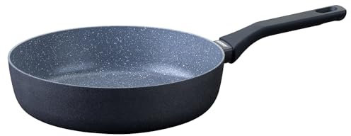 FACKELMANN Padella Cosmo con bordo alto, Ø 28 cm, in alluminio pressato, rivestimento in ceramica Excilon senza PFAS, impugnatura soft touch, pulizia a mano, grigio