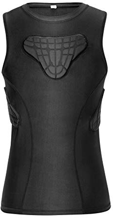 TUOY Youth Padded Compression Shirts Chest Rib Protector for Football Paintball Baseball
