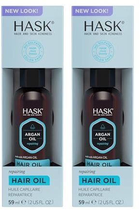 HASK ARGAN Repairing Hair Oil for shine and frizz control for all hair types, color safe, gluten free, sulfate free, paraben free - 2 Hair Oils