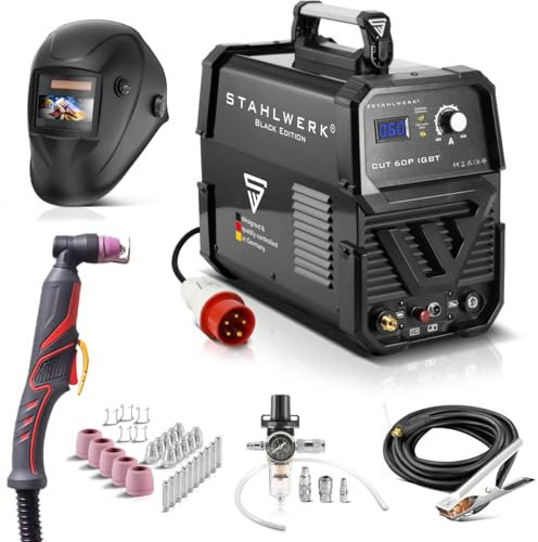 STAHLWERK Plasmaschneider CUT 60 Pilot IGBT - Vollausstattung - Plasmaschneidgerät mit 60 A, bis 24mm Schneidleistung, für lackierte Bleche & Flugrost geeignet, mit Pilotzündung & Überhitzungsschutz