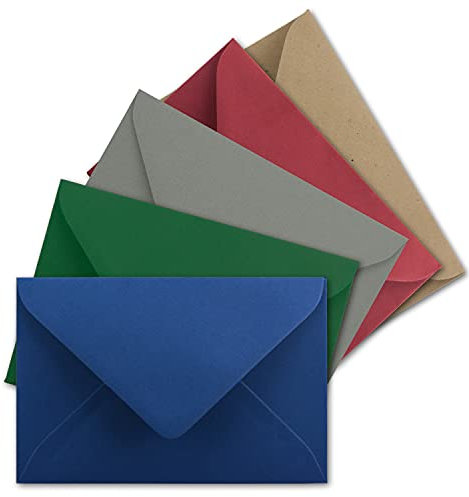 50x Umschlag-Set aus kleinen Umschlägen Weihnachten DIN C7 8,1 x 11,4 cm mit Spitzklappe und Nassklebung in 110 g/m² - kleiner blanko Mini-Umschlag